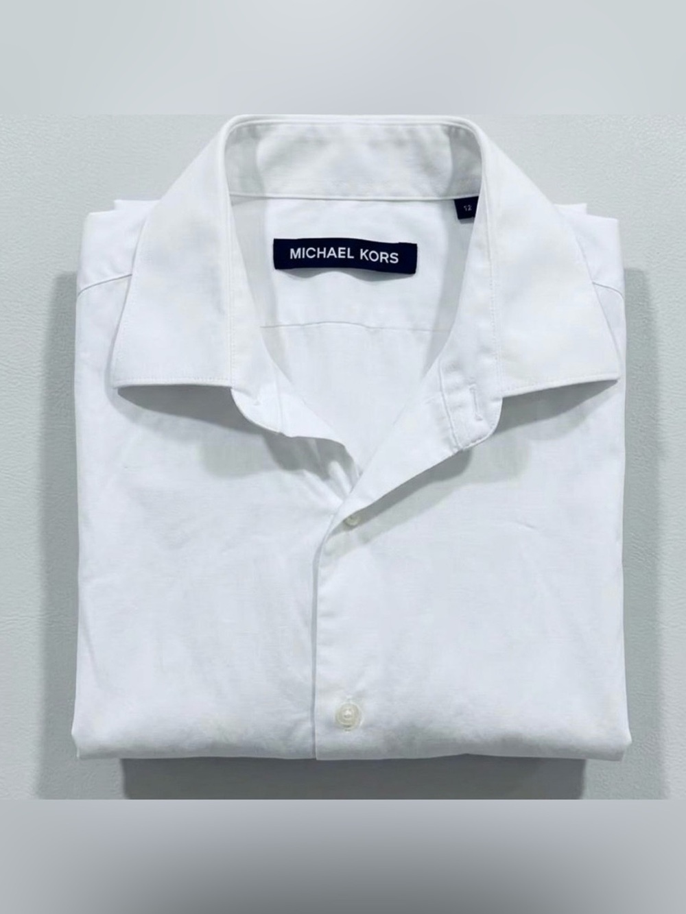 Michael Kors Boys White Dress Shirt Size 12 Long Sleeve 100% Cotton
